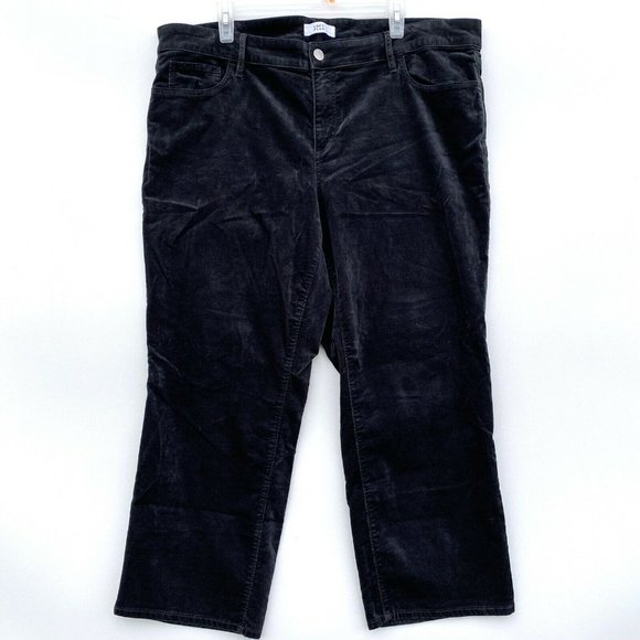 LOFT Pants - Loft Plus Crushed Velvet Flare Crop Pants Black